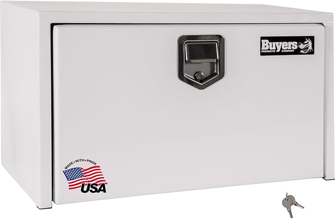 Buyers Products 1702205 Steel Underbody Truck Tool Box 18 x 18 x 36 Inch, White Powder-Coated 14 Ga Steel, Locking Stainless Paddle Latch, Drop Door, Weather-Resistant, Made in USA