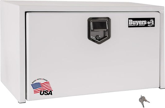Buyers Products 1702205 Steel Underbody Truck Tool Box 18 x 18 x 36 Inch, White Powder-Coated 14 Ga Steel, Locking Stainless Paddle Latch, Drop Door, Weather-Resistant, Made in USA
