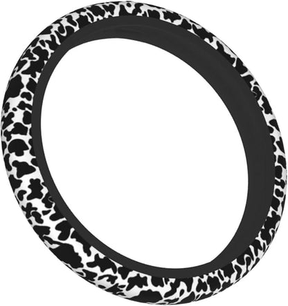 Cow Print Steering Wheel Cover - 15 Inch, Anti-Slip, Breathable Universal Car Steering Wheel Protector - Auto Accessory for Women & Men