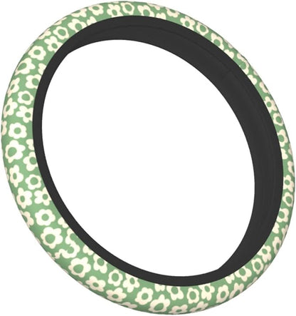 Vintage Groovy Flowers Steering Wheel Cover Cute Universal 15 Inch Car Accessories Protector for Women