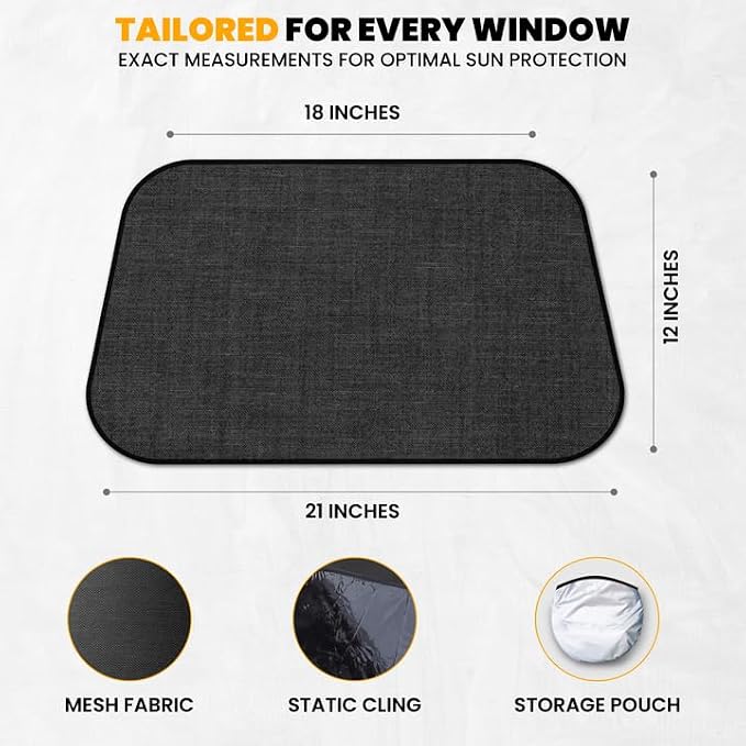 EcoNour Car Side Window Shades for Baby | 4 Pack - Car Window Sun Blocker Shades for Kids | Foldable Cling Window Cover Protects UV & Heat Glare | Window Shade for Privacy | Large Plus (21"x14")