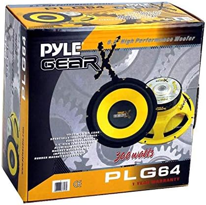 Pyle 6.5 Inch 1200 Watt Car Audio Mid Bass Midrange Subwoofer Speaker Set with Yellow CD P P Cone, 4 Ohm Impedance, and Edge Suspension, 2 Pair