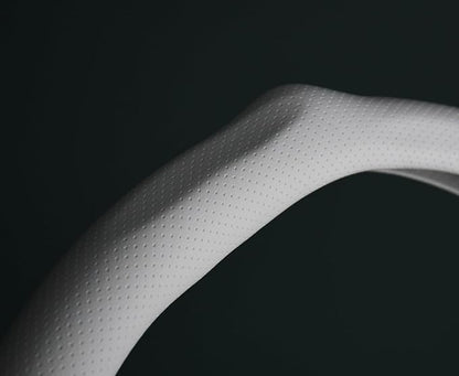 Quick Install Sporty White Perforated Nappa Leather Steering Wheel Cover for Tesla Model Y White Trim