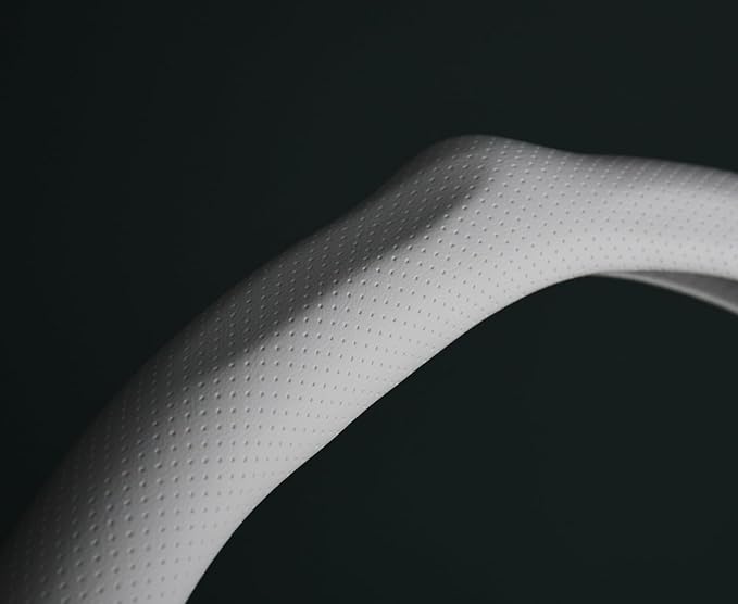 Quick Install Sporty White Perforated Nappa Leather Steering Wheel Cover with Black Top Stripe for Tesla Model Y White Trim