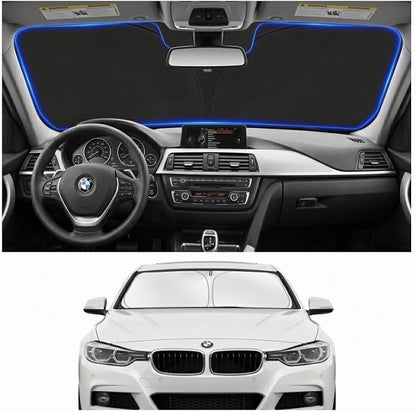 Custom Fit Windshield Sun Shade for BMW 3 Series 2013-2018 | Custom Fit Windshield Cover, Blocks UV Rays, Double-Layer Heat Shield, Durable Frame, Easy Fold & Storage