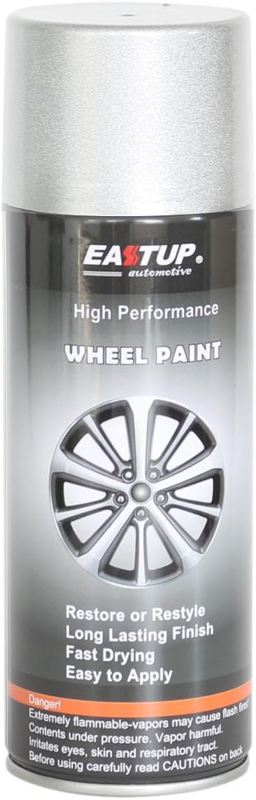 EASTUP Premium Metallic Acrylic Enamel Spray Wheel Spray Paint Flash Silver Color- Brilliant Finish, High Durability, Fade-resistant, Quick Drying Rim Coating