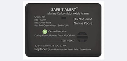 MTI Industries 62-541-BL-MARINE Marine Carbon Monoxide Alarm BLK Surface Mount 12 VDC Hard Wire