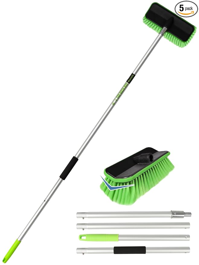 59" V-Shaped Car Wash Brush with Long Handle Snow Sweeping Brushing Adopts Soft Bristle Design Not Floating Hair Suitable for Detail Cleaning Tires Roof SUV RV MPV Truck Camper Indoor Outdoor Window