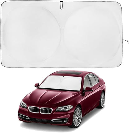 Windshield Sun Shade | Compatible for BMW 5 2011-2016 | Certified 99.87% UVB & 99.02% UVA Car Sun Shade. Award Winning Sunshade - Patented Technology | Car Shades by Kinder Fluff