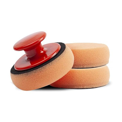 3pcs Polishing Tool Buffing Sponge Pads Waxing Pad with Handle Microfiber Wax Applicator Foam Applicator Pad Wax Applicator Pads for Cars Car Sponge Pads Manual Backplane