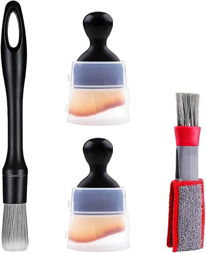 4PCS Car Detailing Brush Kit, Including 1 Ultra Soft No Scratch & 3 Vent Cleaning Brushes, Multi-Use Automotive Interior Detailing Kit, Universal for Most Vehicles