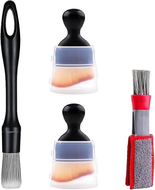 4PCS Car Detailing Brush Kit, Including 1 Ultra Soft No Scratch & 3 Vent Cleaning Brushes, Multi-Use Automotive Interior Detailing Kit, Universal for Most Vehicles
