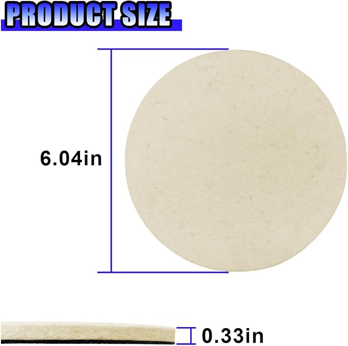 5PCS Car Glass Polishing Pads, 6" Wool Felt Buffing Wheel Polishing Pad Discs with Hook & Loop Back, Random Orbital Sander Polish Pad for Remove Scratch from Windshield, Window(6IN)