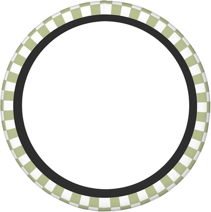 Green White Checkered Car Steering Wheel Cover