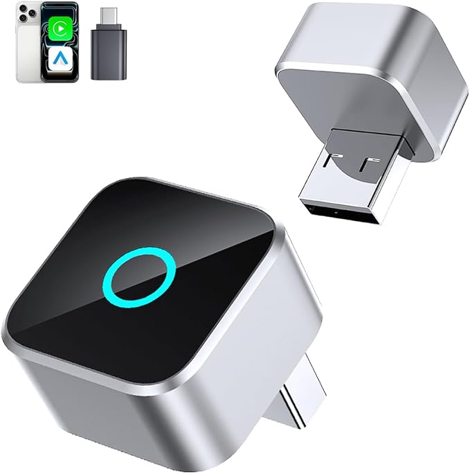 Wireless CarPlay Adapter for iPhone & Android Auto,5GHz WiFi Dongle for Stable Zero-Delay Connection,Plug & Play to Convert Wired CarPlay to Wireless,Compact Aluminum Design,iOS 10+ Android 11+