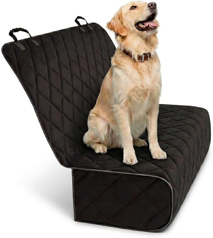 Active Pets Black Car Rear Seat Cover for Dogs, Durable Waterproof & Scratch Resistant Vehicle Backseat Protector, Nonslip Dog Accessory & Pet Protection for Back Seats, Machine Washable