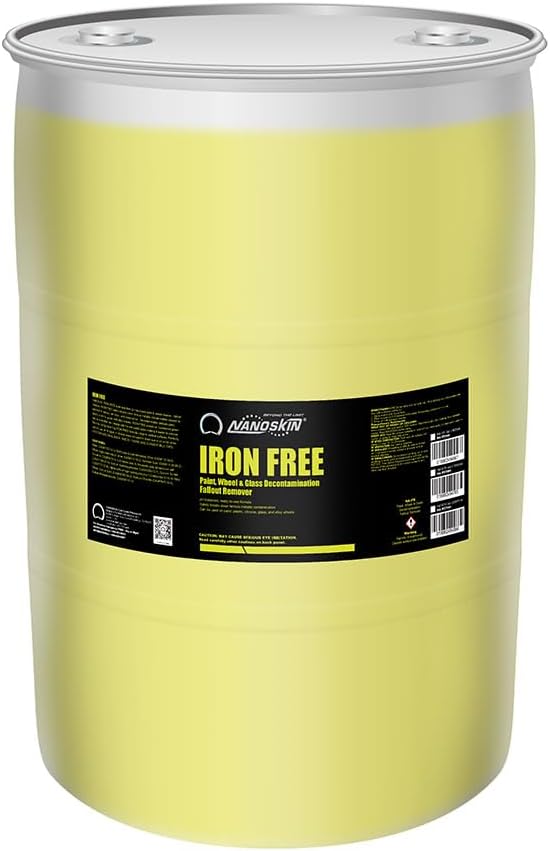 Nanoskin IRON FREE Paint, Wheel and Glass Decontamination Fall Out Remover 30 Gallons - Removes Iron Particles in Car Paint, Motorcycle, RV & Boat | Use before Clay, Wax or Car Wash for Car, Yellow