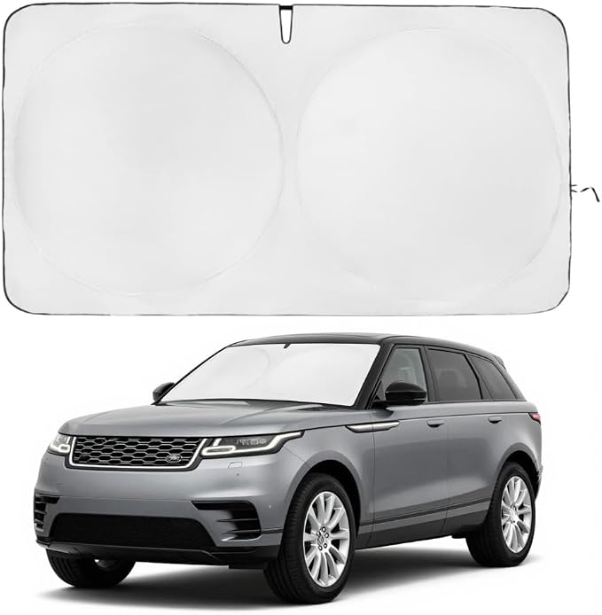Windshield Sun Shade | Compatible for Land Rover Range Velar (2017-2026) | Certified 99.87% UVB & 99.02% UVA Car Sun Shade. Award Winning Sunshade - Patented Technology | Car Shades by Kinder Fluff