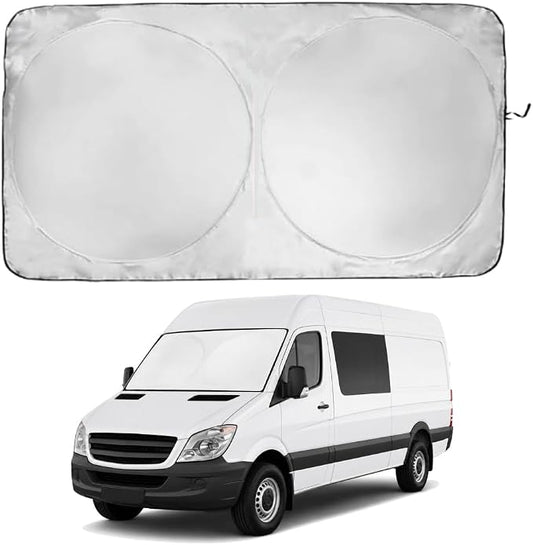 Windshield Sun Shade | Compatible for Mercedes Benz Sprinter 2007-Present | Certified 99.87% UVB & 99.02% UVA Car Sun Shade. Award Winning Sunshade - Patented Technology | Car Shades by Kinder Fluff