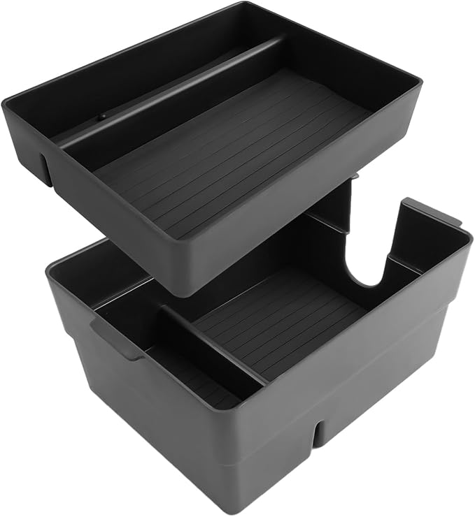ECOZEN Center Console Organizer For 2024-2026 Lexus TX - Double-Layer Armrest Box Storage Tray For 2024-2026 TX 350/500h/550h+(Premium/Luxury/F Sport) Accessories - Solid ABS with Anti-Slip Mat