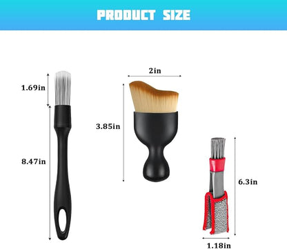 Bittwee Car Detailing Brush Kit, 4PCS Soft Bristle Multi-Use Vehicle Air Vent Detailing Wash Brushes, Automotive Interior or Exterior Cleaning Kit, Universal for SUV Automobile Truck