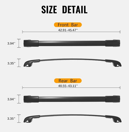 Lockable Roof Rack Cross Bars Compatible with Jeep Cherokee 2014-2023, Aluminum Car Cross Bar for Rooftop Cargo Carrier Bag Basket Luggage Kayak Canoe Bike Snowboard Skiboard (Not for JGC)