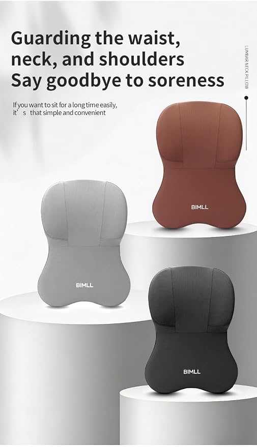 Lumbar Support Pillow for car，Car Neck Pillow Kit, Memory Foam Ergonomic Car Headrest and Lumbar Support for Driving Fatigue Relief, Comfort and Support Yougrayr Neck and Back (Grey)