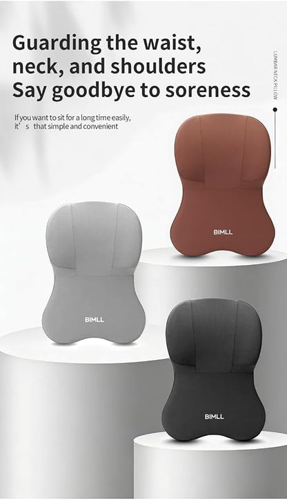 Lumbar Support Pillow for car，Car Neck Pillow Kit, Memory Foam Ergonomic Car Headrest and Lumbar Support for Driving Fatigue Relief, Comfort and Support Yougrayr Neck and Back (Grey)