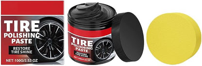 RAINPOT 2026 Tire Polishing Paste, Car Tire Shine with Sponge, Tire Wax Cream & Coating Paste for Deep Gloss, UV Protection & Waterproof Finish, Tire Restorer for Cars, Trucks, Motorcycles (1)