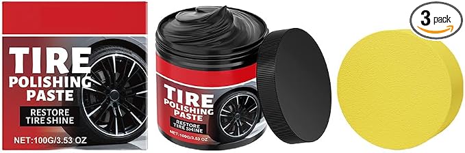 RAINPOT 2026 Tire Polishing Paste, Car Tire Shine with Sponge, Tire Wax Cream & Coating Paste for Deep Gloss, UV Protection & Waterproof Finish, Tire Restorer for Cars, Trucks, Motorcycles (3)