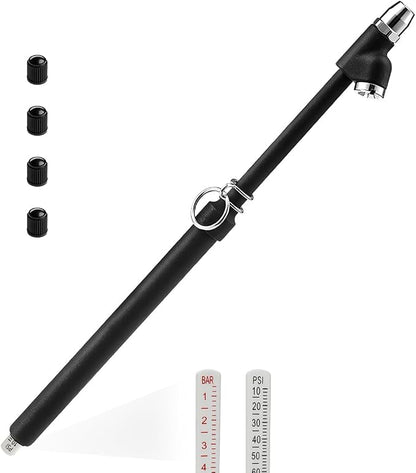 Dual Head Tire Pressure Gauge, Heavy Duty Extended Tube Pen Air Gauges Range 10-150PSI 1-10Bar, Straight-On Foot Pressure Checker for Car Semi Truck RV Van Motorcycle Tires