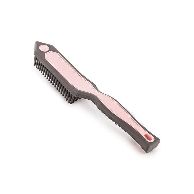 Detail Factory Pet Hair Brush for Car Interior, Rubber Bristle Fur Remover for Carpet, Upholstery, Seats, Cargo Areas & Pet Beds, Light Pink