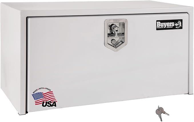 Buyers Products 1702403 Steel Underbody Truck Box, 18x 18x 30 Inch, Job Site Box, Lockable T-Handle Latch, Utility Tool Box, Heavy Duty Storage and Organizer, Made In The USA, White