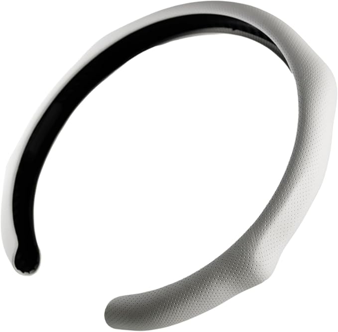 Quick Install Sporty White Perforated Nappa Leather Steering Wheel Cover for Tesla Model Y White Trim