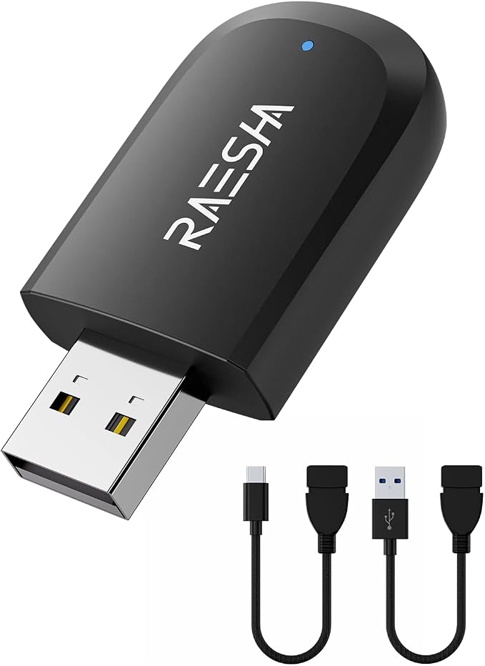 RAESHA Wireless CarPlay Adapter – Mini 2 in 1 Wireless CarPlay Adapter for Both Apple CarPlay and Android Auto – Easy Installation, Clutter-Free, and Seamless Control with Ultra-Fast Connection