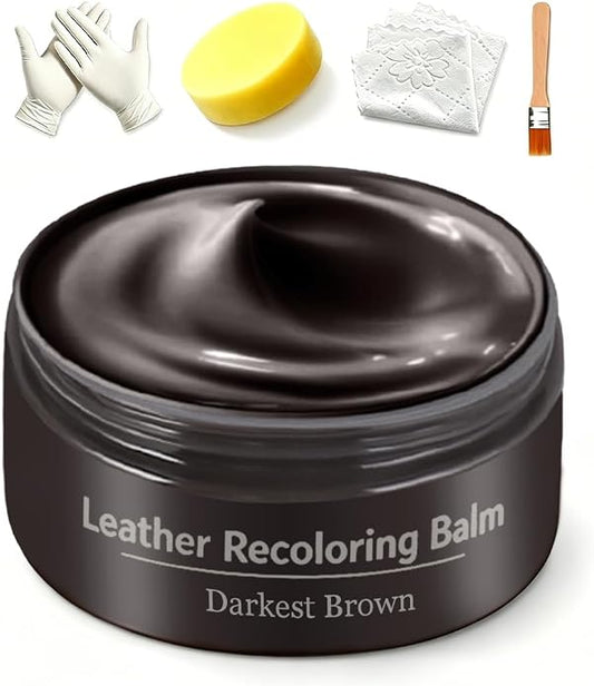 Leather Recoloring Balm, Leather & Vinyl Color Restorer Conditioner – Repairs Faded & Scratched Leather Color