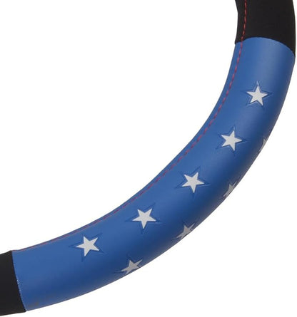 BDK Wonder Woman Steering Wheel Cover - Synthetic Leather - Stars & Gold Logo - Fits All Standard Size Wheel 15 Inch, Model Number: WBSW-1904