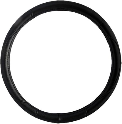 BDK Ergonomic Grip Steering Wheel Cover - Leather Performance Grip for Standard Size Wheels 14.5-15 inch Black