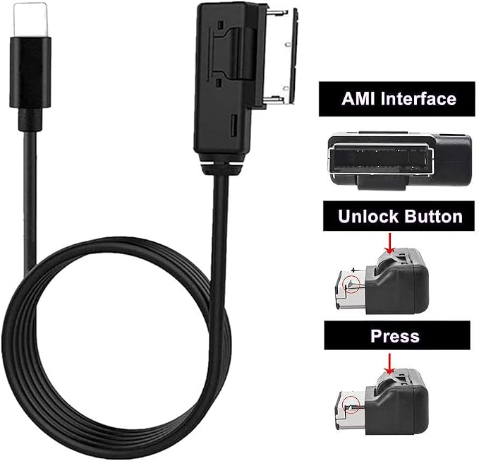 FCOUIID 2 in 1 AMI Music Interface Charg Aux Adapter - Media Interface Consumer Cable Compatible with MB COMAND-APS NTG4.5 System for 14 13 12 Pro Max 11 Xs max XR (3.3 FT)