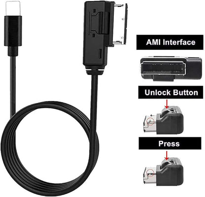 FCOUIID 2 in 1 AMI Music Interface Charg Aux Adapter - Media Interface Consumer Cable Compatible with MB COMAND-APS NTG4.5 System for 14 13 12 Pro Max 11 Xs max XR (3.3 FT)