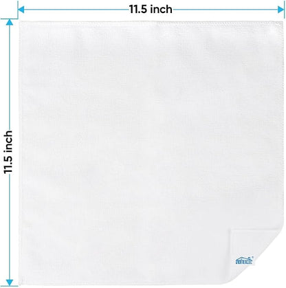 HOMEXCEL White Microfiber Cleaning Cloth, 12 Pack Premium Microfiber Towels for Cars, Lint Free, Scratch-Free, Highly Absorbent, Reusable Cleaning Rags for Car, Household, Kitchen, Window, 11.5"X11.5"