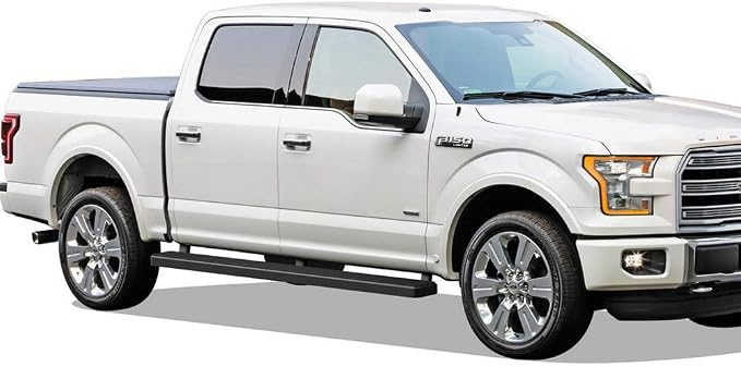 APS 5in Stainless Steel Black Running Boards Compatible with Ford F150 2015-2026 SuperCrew Cab & F150 Lightning 2022-2026 & F-250 F-350 Super Duty 2017-2026 Crew Cab (Nerf Bars Side Steps)