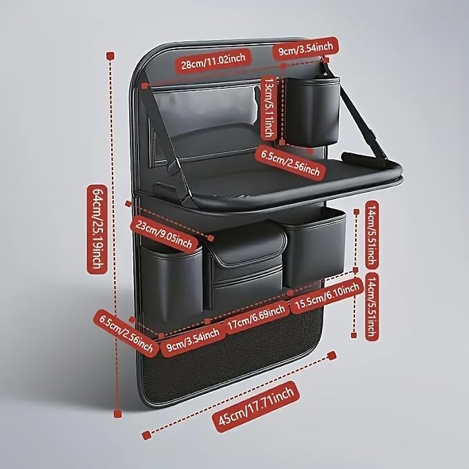 Car Backseat Organizer with Foldable Table Tray - Universal Auto Seat Back Organizer with Tablet Holder, Kick Mats Protector, Storage Pockets for SUV Sedan