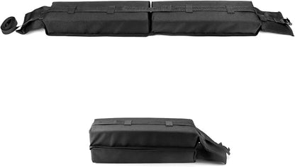 QWORK Universal Soft Roof Rack Pads with 16ft Waterproof Tie-Down Straps, Car Roof Top Carrier System for Kayak Surfboard Canoe SUP Snowboard, No Roof Rails Needed, Storage Bag