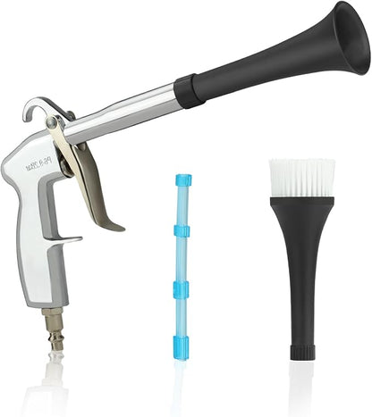 Car Cleaning Air Gun with 2 Nozzle Sets,Interior Cleaning Kit for Vehicle Upholstery, Carpet, and Seats