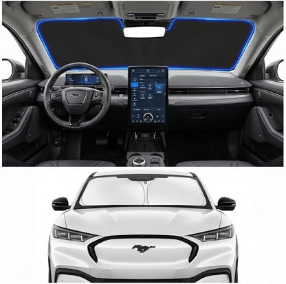 Custom Fit Windshield Sun Shade for Ford Mustang 2015-2026 | Custom Fit Windshield Cover, Blocks UV Rays, Double-Layer Heat Shield, Durable Frame, Easy Fold & Storage