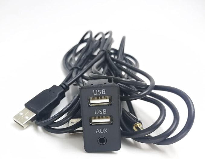 Car Dash Flush Mount AUX USB Port 1.5M Panel Dual USB Extension Cable Adapter
