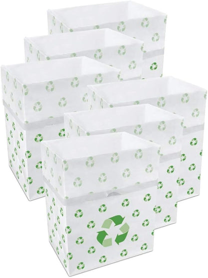 Clean Cubes 13 Gallon Disposable Pop-Up Trash Cans (6-Pack) with Fitted Bags – Foldable Garbage & Recycling Bins for Parties, Events & Kitchen (Recycle, 17" H x 13.5" W x 10" D)
