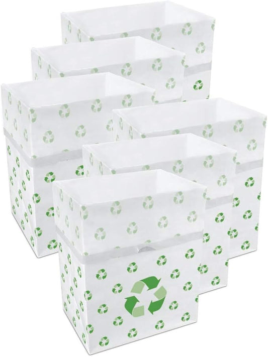 Clean Cubes 13 Gallon Disposable Pop-Up Trash Cans (6-Pack) with Fitted Bags – Foldable Garbage & Recycling Bins for Parties, Events & Kitchen (Recycle, 17" H x 13.5" W x 10" D)