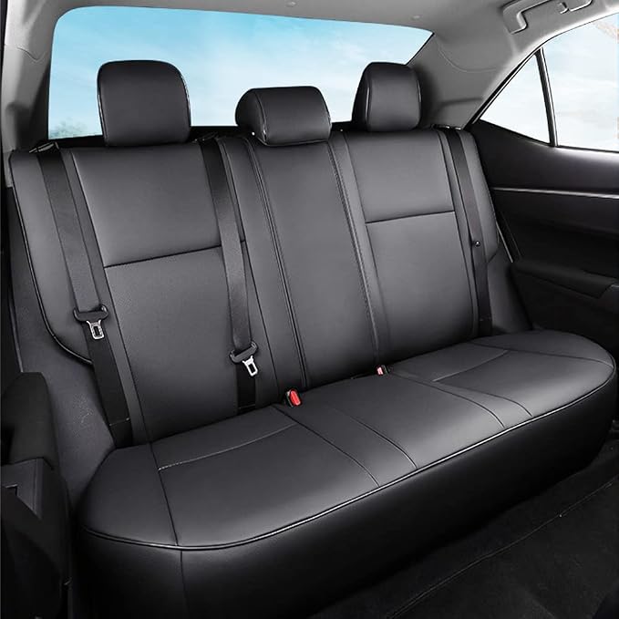 CocheFamilia Custom Fit Corolla Car Seat Covers for Select 2014 2015 2016 2017 2018 2019 Toyota Corolla L LE LE Eco XLE Sedan - Full Set,Leather (Black)